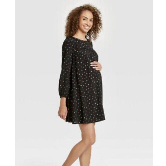 NWT The Nines by HATCH Floral Long Sleeve Dress in Black Maternity Size Small‎ - Picture 1 of 8